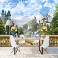 custom any size european style ancient castle landscape 3d mural wallpaper living room tv background wall home decor stickers