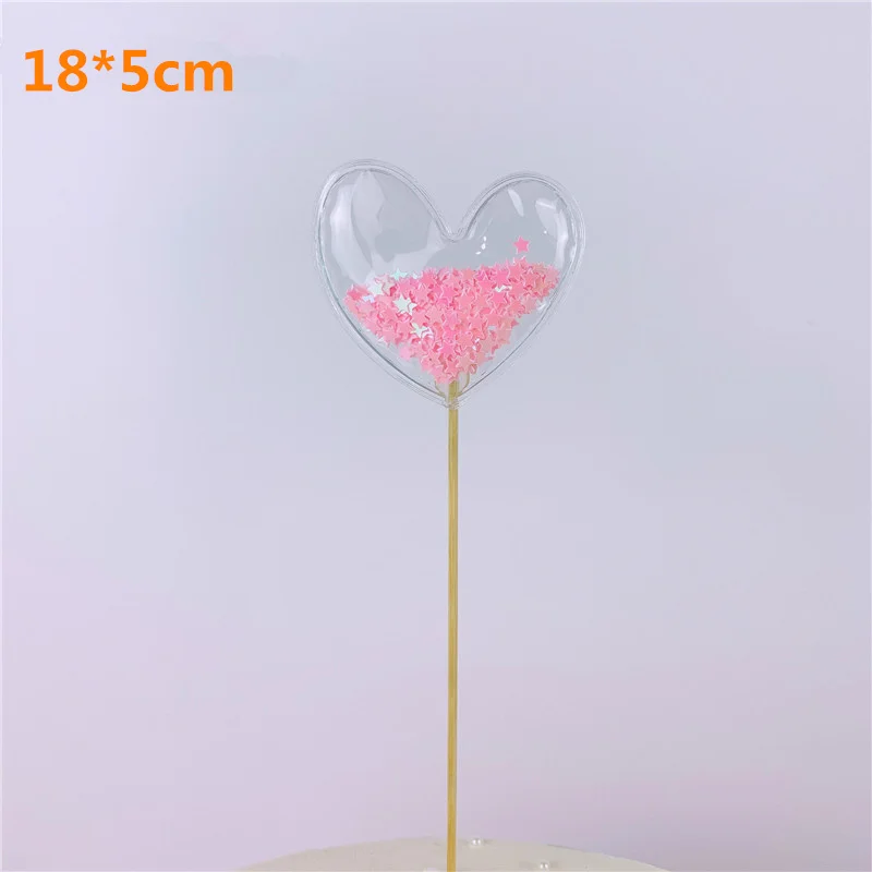 pinkstarheart Шикарная Фея Прозрачная Звезда Любовь вставки корона облако Блестящий торт Топпер на День святого Валентина Детские вечерние украшения милые подарки - Цвет: pinkstarheart