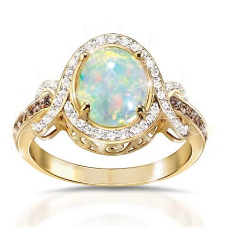 

Creative Light Luxury Color Opal Women's Geometric Ring Prom Party Valentine's Day Holiday Gift Jewelry Wholesale