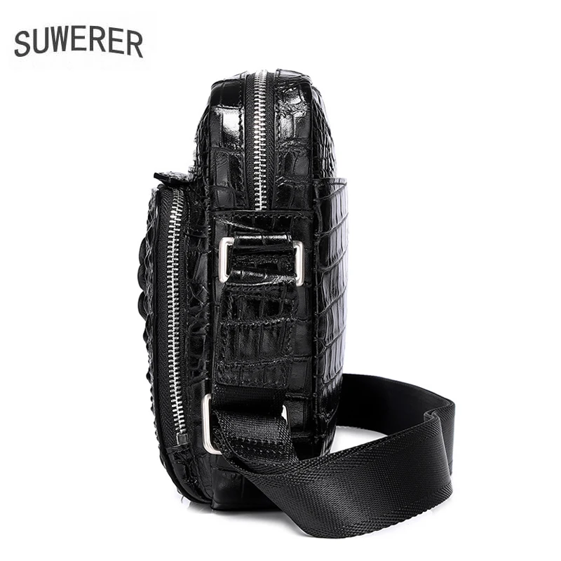 Мужская сумка через плечо из натуральной кожи с крокодиловым узором