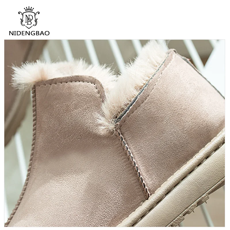 Зимние женские ботинки очень теплая Повседневная обувь бархатные ботильоны 4