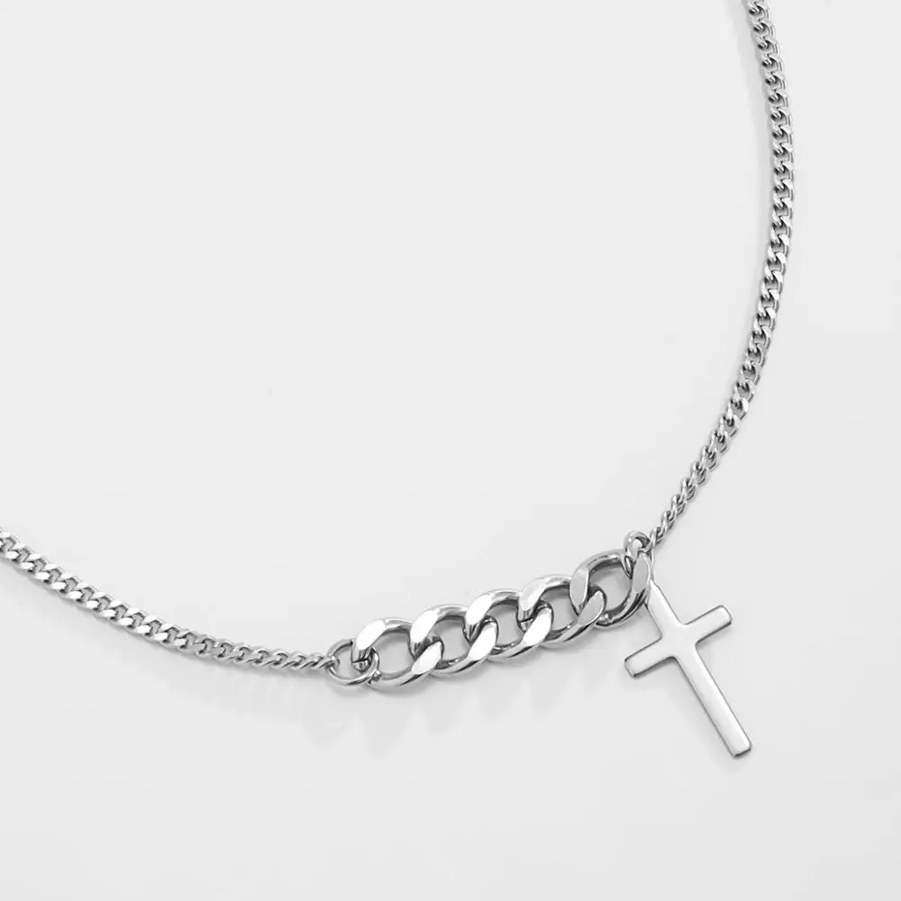 

SHIXIN Hiphop Stainless Steel Chain With Cross Pendant Necklace for Women Punk Chunky Necklace Chain on the Neck Jewelry Fashion