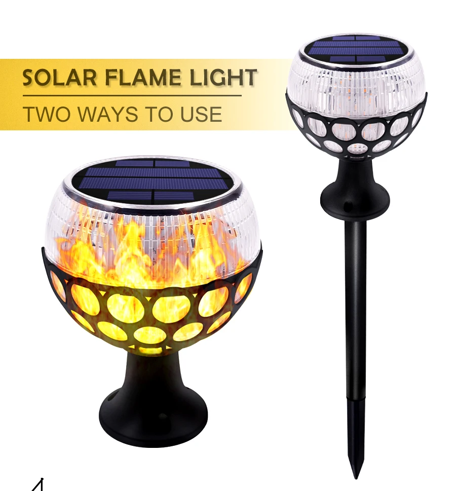 Уличный фонарь на солнечной батарее Модернизированный с мерцающим пламенем 96