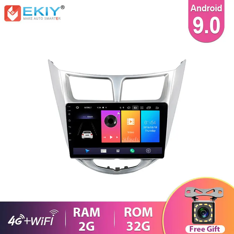 Автомагнитола EKIY для Solaris DAIR 1 Accent Verna 2010 2016 2 ГБ 32 9 дюймов IPS Din Android 0 мультимедийный