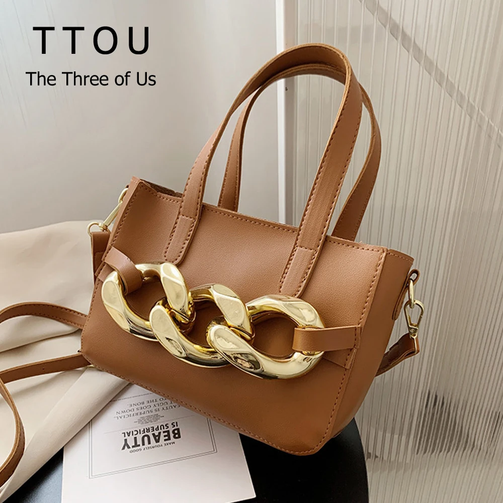 

Fashion Small Pu Leather Women Bucket Shoulder Bags 2021 Branded Trendy Crossbody Bags Ladies Chain Design Simple Handbags