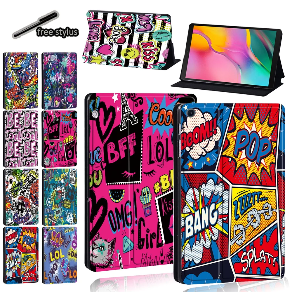 

Tablet Case for Samsung Galaxy Tab S6 Lite/Tab A7/Tab A A6 10.1/Tab A 9.7/Tab S5e/Tab A 8.0 Graffiti Protective Sleeve + Stylus