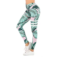 sexy women legging leaf printing fitness leggins fashion slim legins high waist leggings woman pants