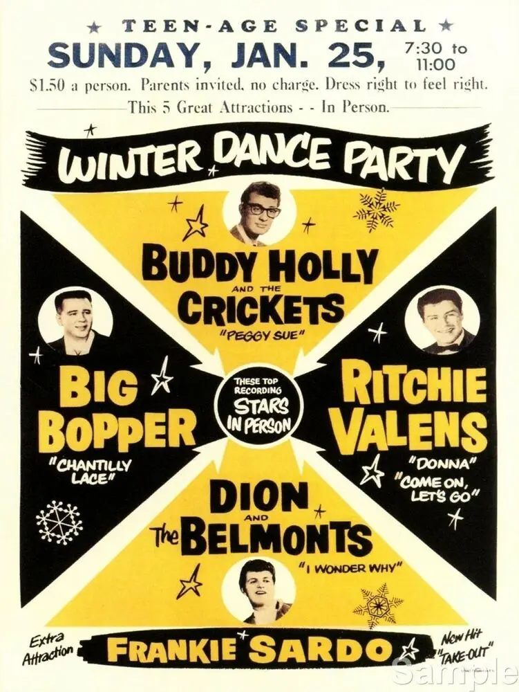 

1950's Buddy Holly Big Bopper Dion Rock & Roll METAL TIN SIGN POSTER WALL PLAQUE