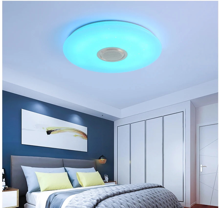 Bluetooth потолочный светильник RGB музыкальный потолочный светильник с Bluetooth Круглой Формы Светильник ing для домашнего прослушивания музыки светильник luminarias