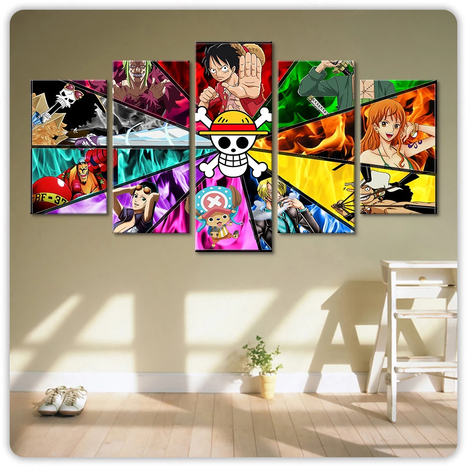 

Canvas Painting Luffy HD Prints 5 Pieces Set Character Anime Poster Role Pictures Wall Art Home Decor Frame Modern Artwork