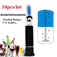 10pcslot portable alcohol detector refractometer 0 80 vv liquor alcohol content meter tester optical tools red wine beer