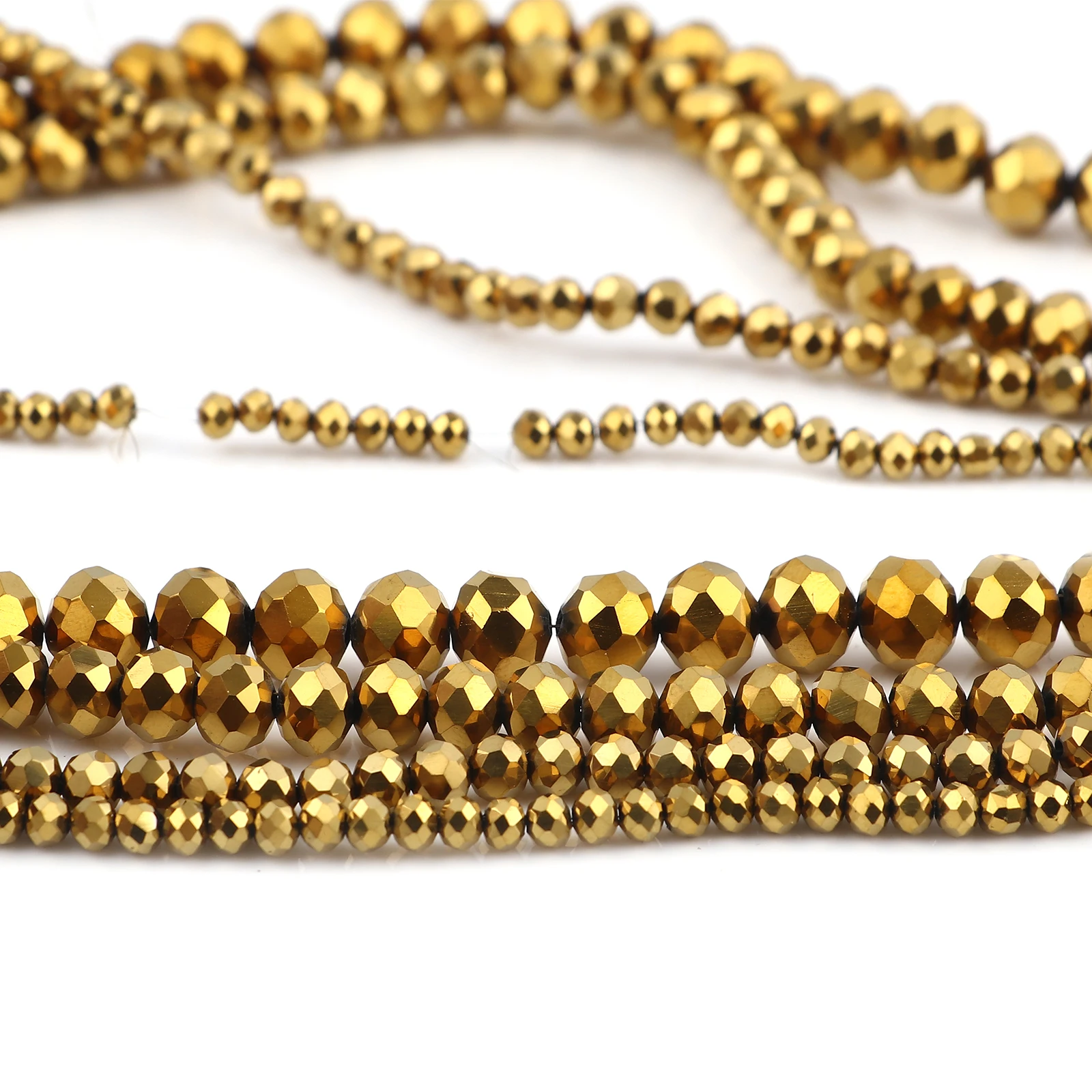 

DoreenBeads 3 4 6 8mm Faceted Gold/Silver Color Glass Beads Loose Spacer Beads for Jewelry Making DIY Bracelets Finding,5Strands