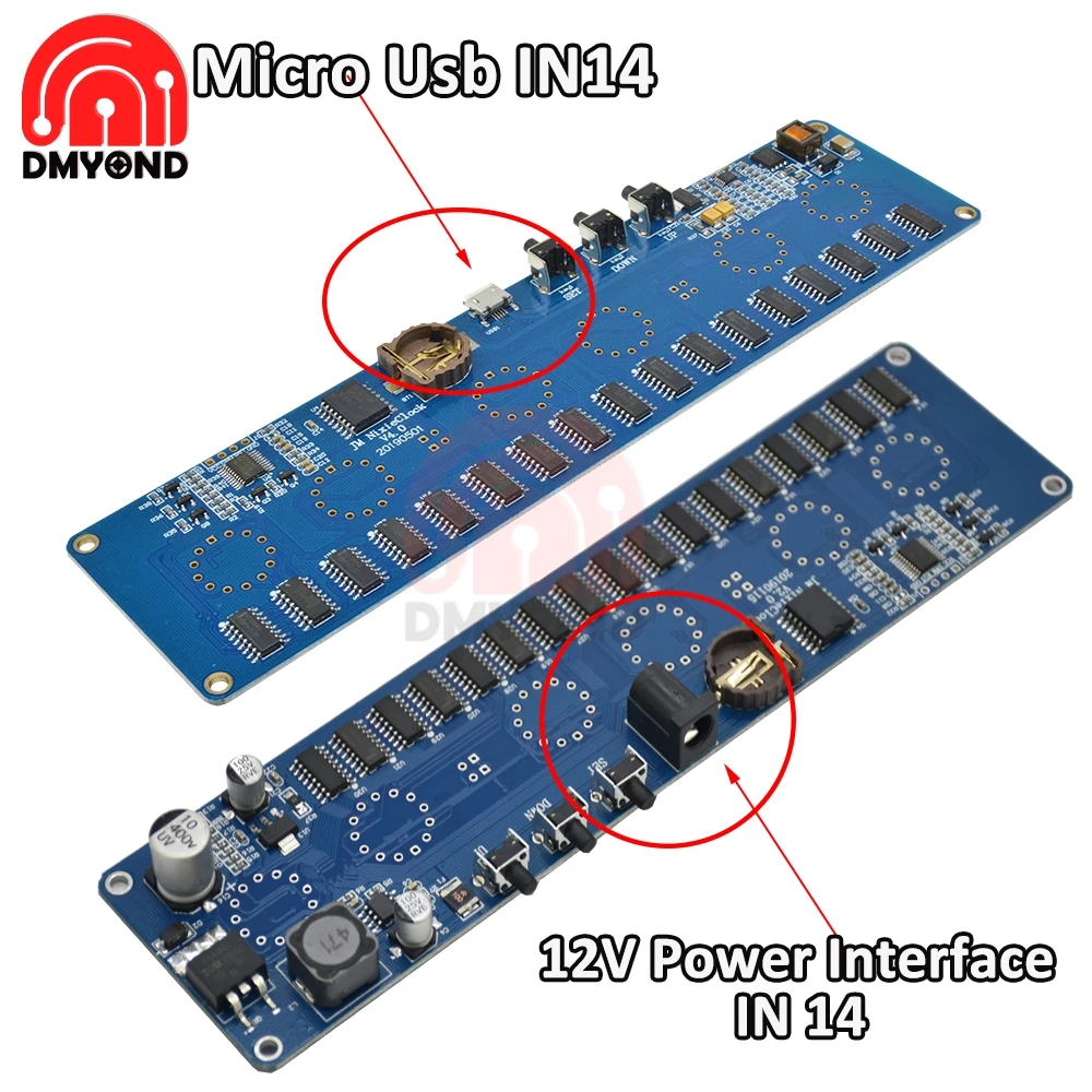 Фото 12 В постоянного тока 1 а STM8S005 IN14 питание и интерфейс Micro USB в14 трубка цифровые