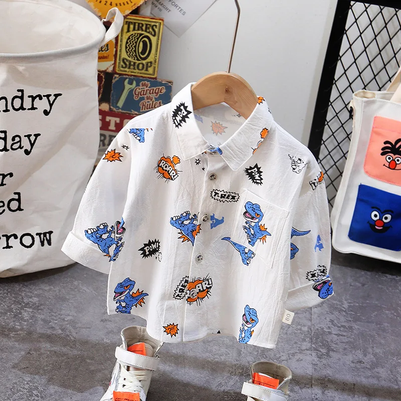

1-5 Years Old Fashion Boy Long - Sleeved Shirt 2021 Spring New Cartoon Top Baby Spring And Autumn Children's Shirt
