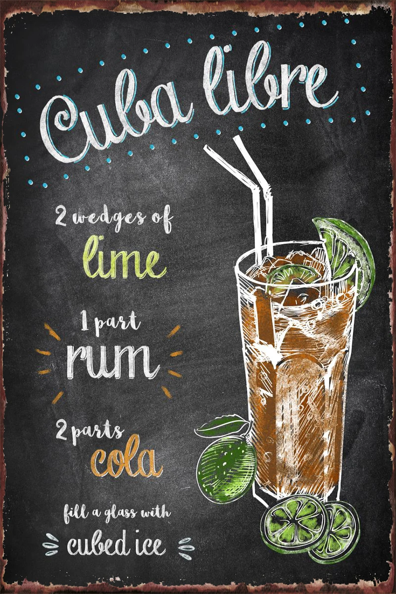 

Декор для комнаты в стиле ретро «Свободная Куба», винтажный металлический жестяной знак, жестяные тарелки, Настенный декор для художествен...