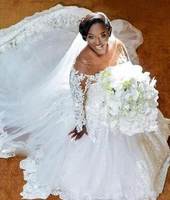 vestido de noiva long sleeve wedding dress princess african ballgown bridal gown robe de mariage casament