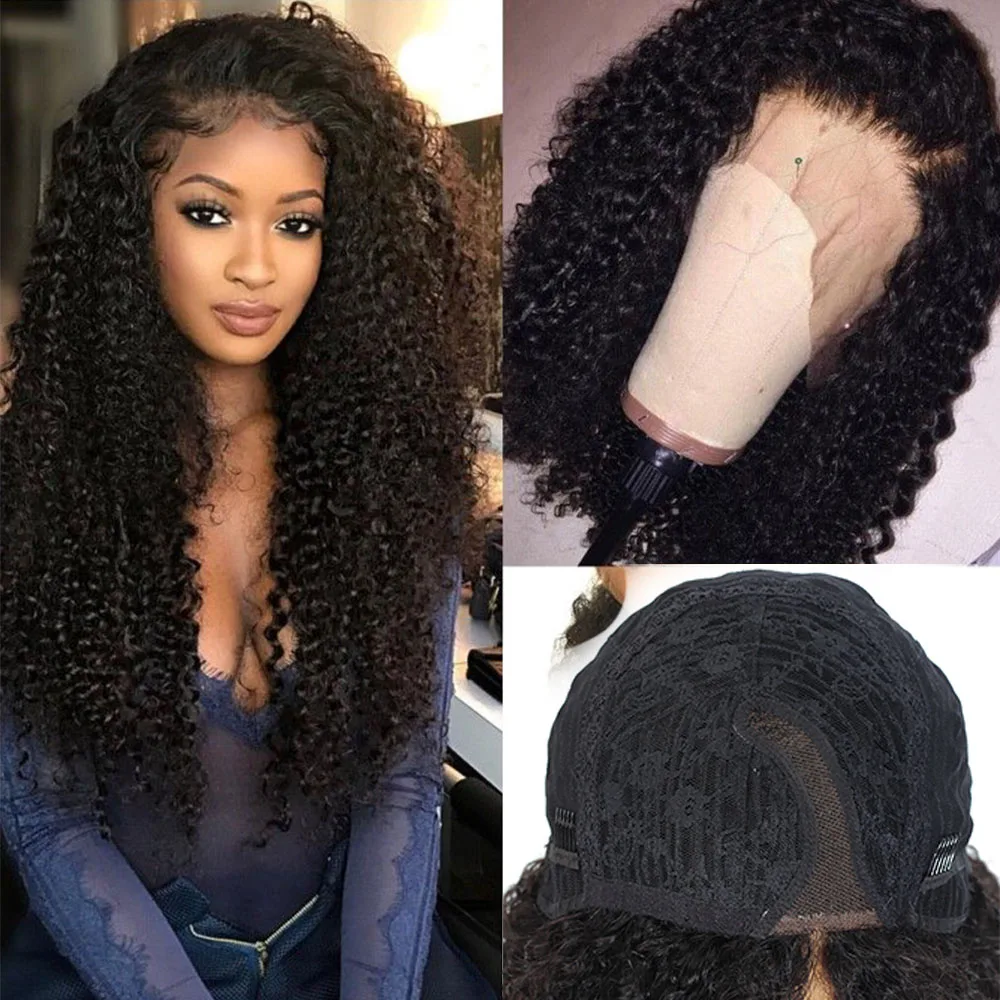 Афро кудрявые вьющиеся парики на сетке спереди человеческие волосы бразильские