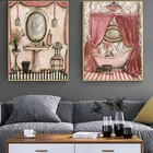 Винтажная потертая викторианская Ванна во французском стиле, холст с рисунком, Настенный декор для ванной, картины, постеры, эстетическая комната Dec