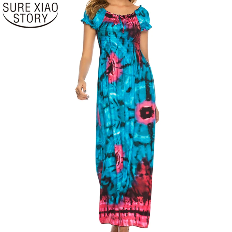 Лето 2019 новые женские модные платья с коротким рукавом лодочкой вырезом