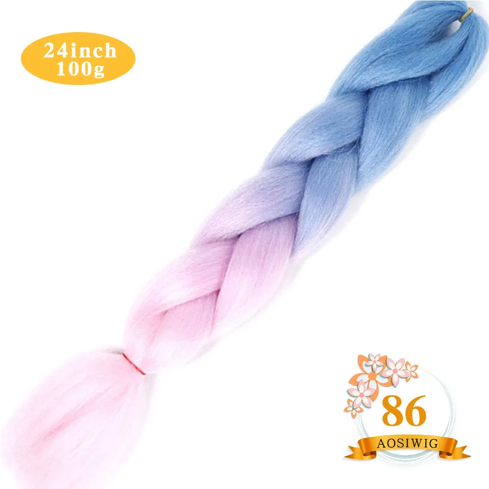 P27/613 AOSIWIG 24 ''100 г/упак. синтетические Омбре косички волос крючком косички Прически наращивание волос фиолетовый розовый черный - Цвет: P27/613
