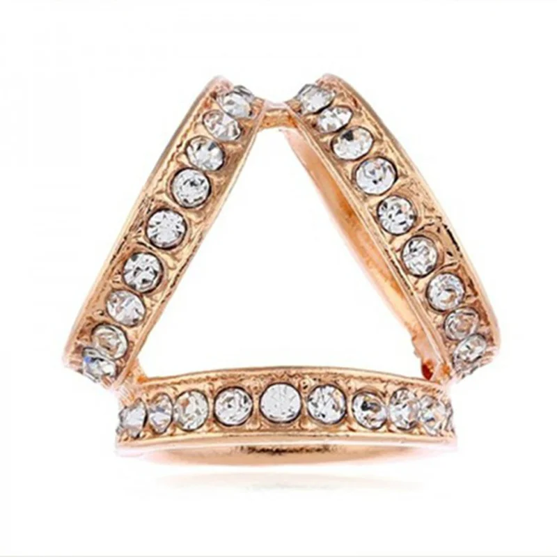 Брошь круглая треугольная женская держатель-зажим для шаль-кольцо с кристаллами