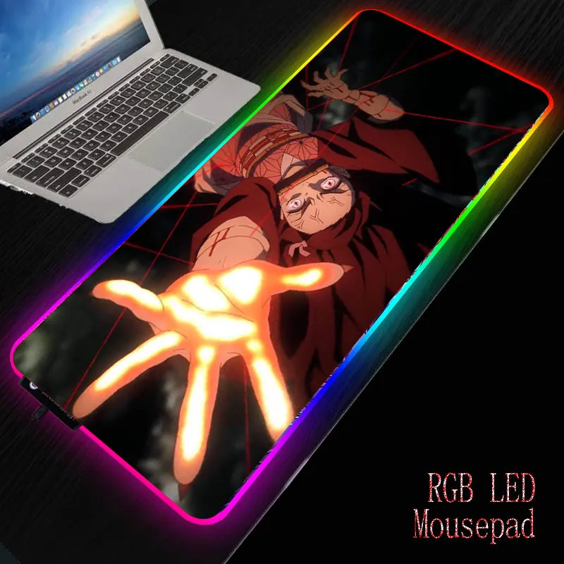 Большой игровой коврик для мыши XGZ Anime Demon Slayer Kimetsu No Yaiba RGB компьютерный XXL