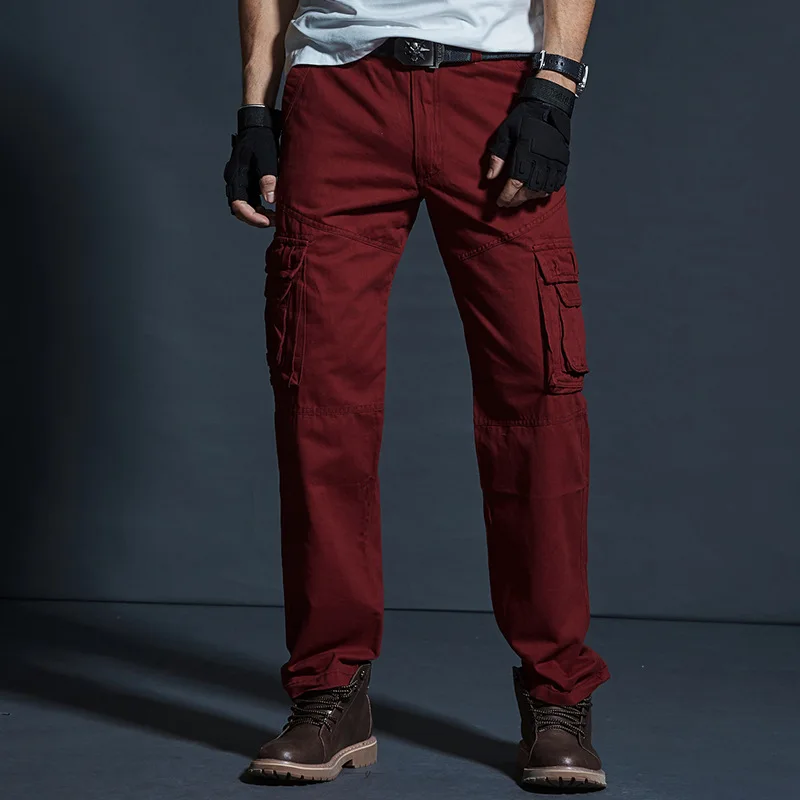 Брюки карго мужские свободного покроя хлопок прямые штаны повседневные