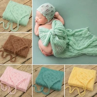 mohair knitted hat wrap set for newborn photography props baby photo shoot accessories boy girl bebe cap photoshoot accessory