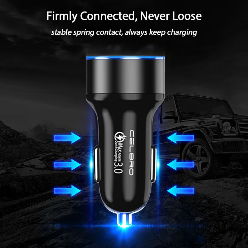Автомобильное зарядное устройство Qc 3 0 с двумя Usb портами для Huawei Xiaomi быстрое