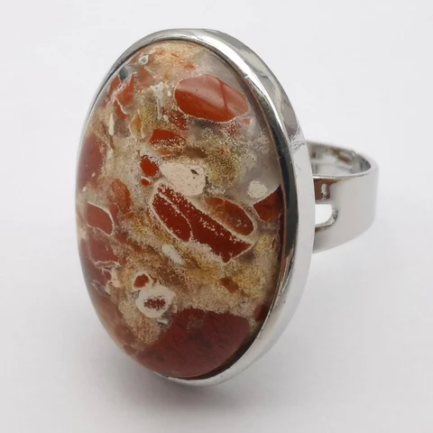 Женское кольцо с бусинами из яшмы, размеры 8x135