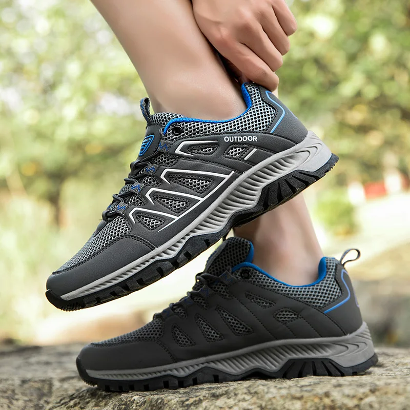 New Summer Men Sneakers Mesh Breathable Hiking Shoes Outdoor Non-Slip Walking Shoes Lightweight Men's Shoes Size 36-46