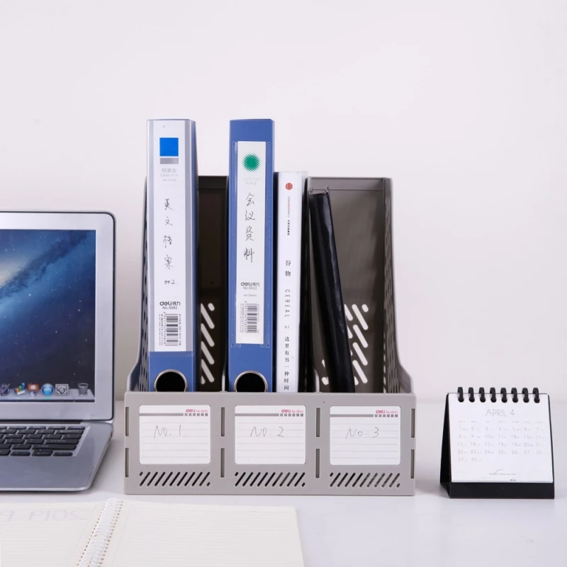 

A4 File Box Three Columns Stable File Bar Papers Basket Data Rack Desktop Holder Plastic Document Shelf File Office Organizer