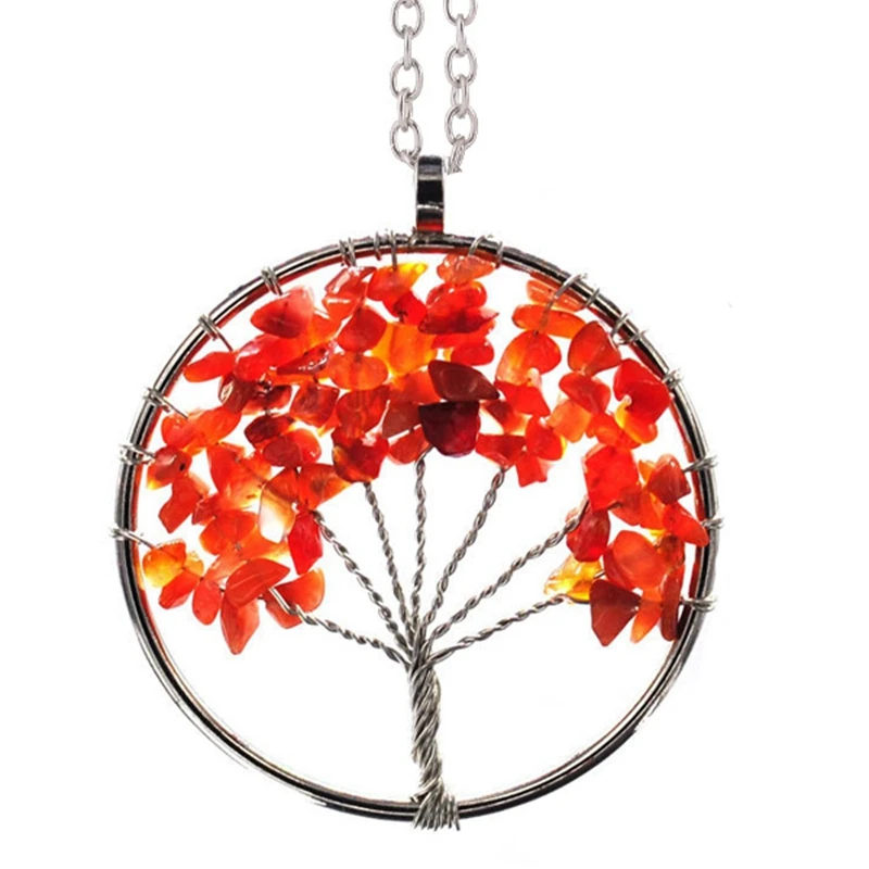 Red agate 1 7 Чакра, кварцевый и из натурального камня, древо жизни, маятниковая подвеска, ожерелье для женщин, целебное хрустальное ожерелье, s подвески, ювелирные изделия рейки - Окраска металла: Red agate 1