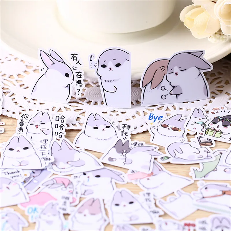 

40pcs Mini rabbit homemad Sticker Anime Funny Scrapbooking Stickers for Kid DIY Laptop Suitcase Skateboard Moto Bicycle Car Toy