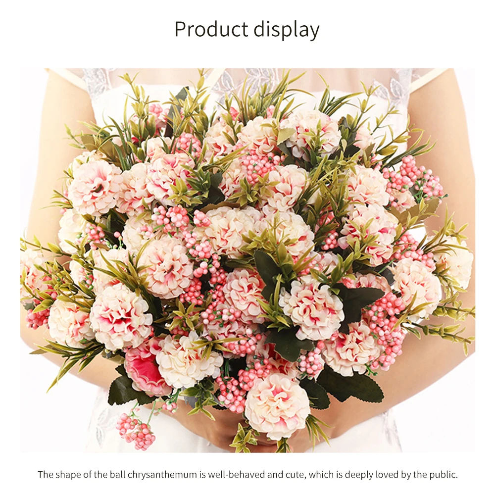 

Multicolor Ball Chrysanthemum for home decoration Artificial flowers 7 Big Head Cheap Plastic Fake Flowers Wedding Decorative