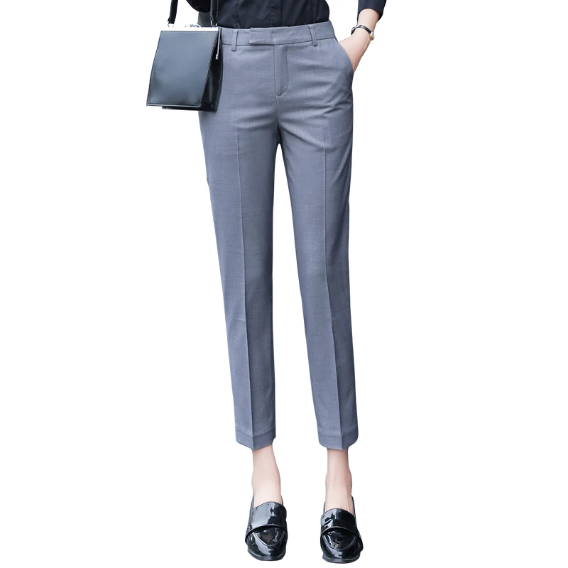 

Black Gray Suit Pants Woman High Waist Pants Office Ladie Ashion Formal Work Trousers Female Elegant Casual Straight Pants