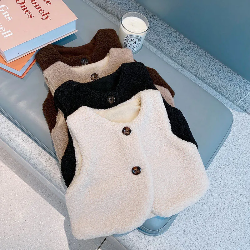 

Children's Clothes Baby Kids Warm Waistcoat for Boys and Girls Lamb Wool Plus Velvet Padded Vest Coat