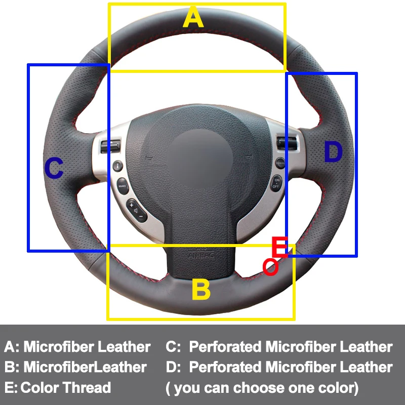 Автомобильный чехол на руль для Nissan Qashqai 2007 2013 Rogue 2008 X Trail NV200 2010 2016 Sentra 2012|Чехлы