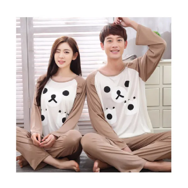 

two piece suit Couple pajamas women autumn winter long sleeve Korean summer men women thin leisure home wear