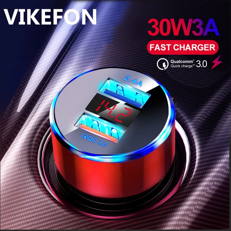 Автомобильное зарядное устройство Quick Charge 3 0 с двумя USB портами для iPhone X Xiaomi Samsung