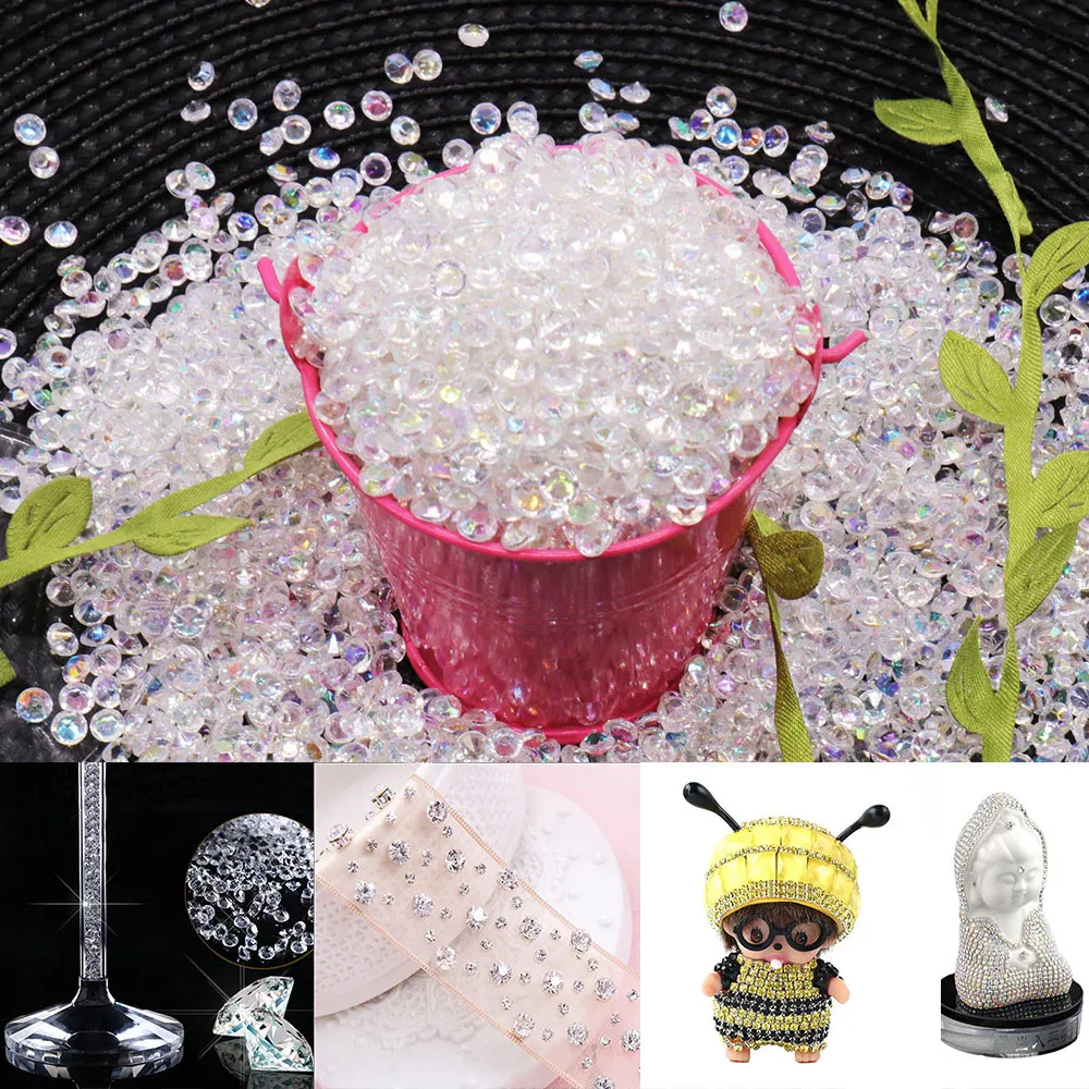 

1000pc/set 4.2mm Acrylic Diamond Crystal Glass Bling Stone Strass Glitters Confetti For 3D Nail Garment Wedding Party Decoration