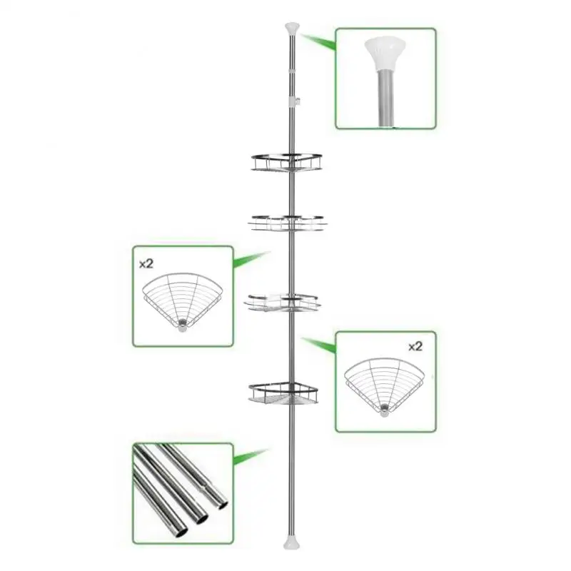 Полка для ванной комнаты из нержавеющей стали 4 полки телескопическая