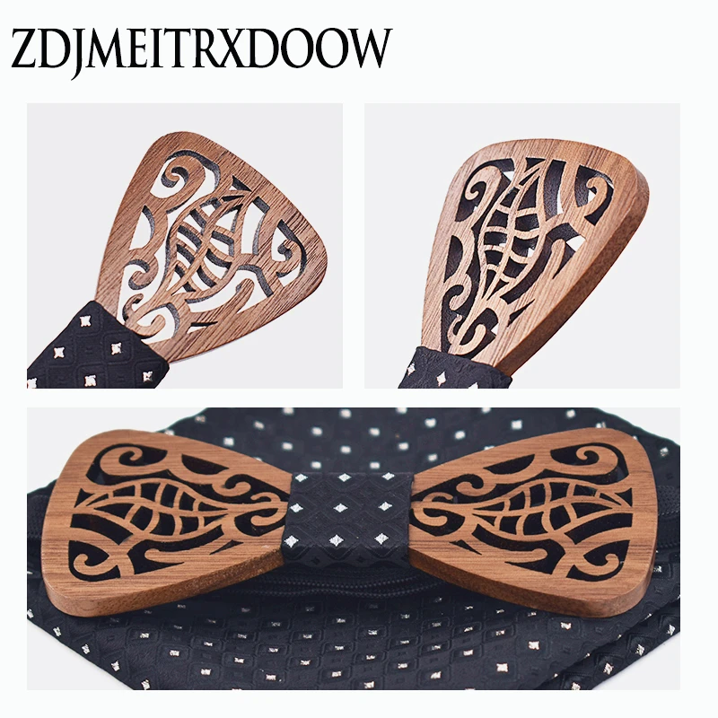 New Wooden Decoration Tie Cufflinks Set Dress Suit Party Gentleman Wood Bow tie Gift set Corbatas Para Hombre Butterfly | Аксессуары для