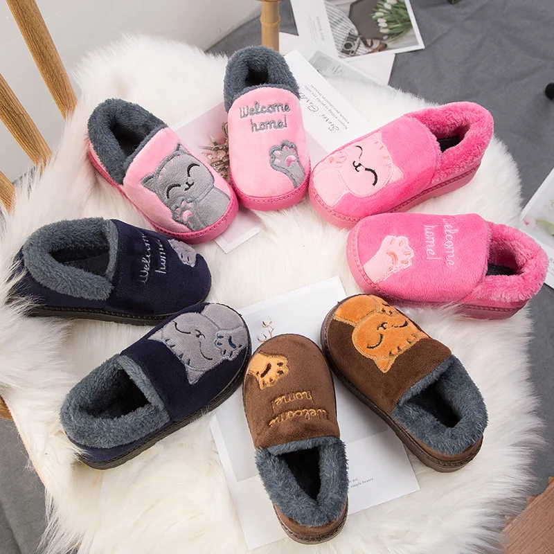 2019 Winter Kids Flip Flops Slippers Home Baby Girl Clothes Slipper Boys Indoor Cotton Cartoon Cats Room Skid Warm | Детская одежда и