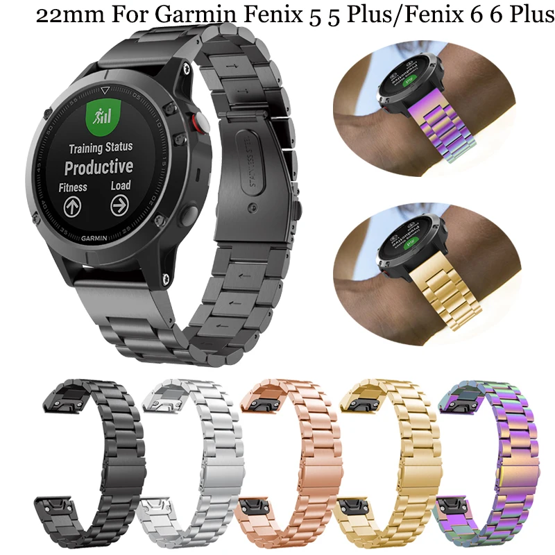 Alça de Aço Ajuste para Garmin Pulseira de Relógio de Metal Correia de Pulso Inoxidável Fácil Fenix Plus – 6 6plus Forerunner 935 22mm 5