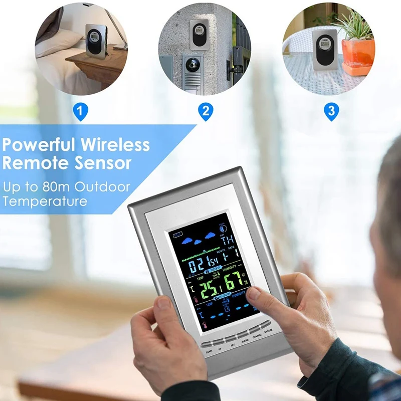 

Weather Station, Vertical Color Large Weather Station with Smart Weather Monitor Clock / Indoor Outdoor Temperature