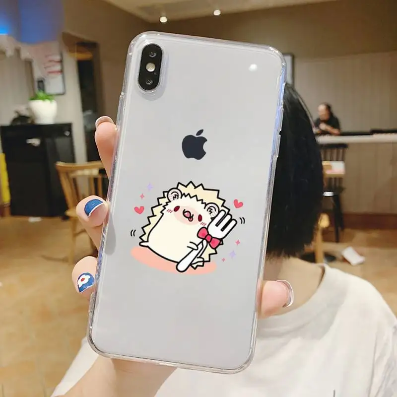 

Animal lovely cartoon hedgehog Phone Case Transparent soft For iphone 5 6 7 8 11 12 s c se plus mini x xs xr pro max shell