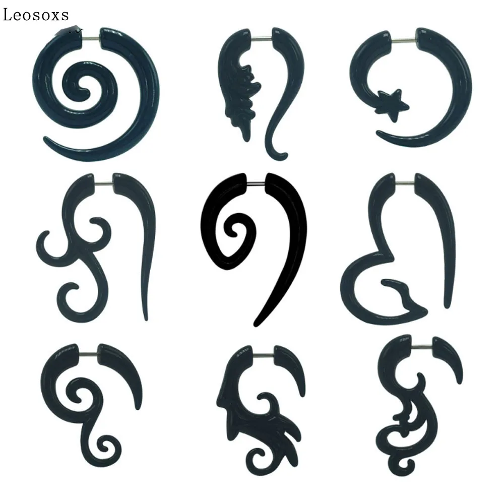 

Leosoxs Europe and the United States new acrylic fake ear expansion piercing jewelry black fake expansion stick hot earrings