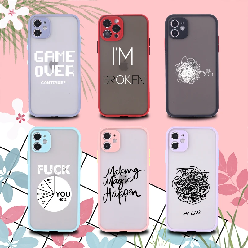 

Artistic Cool Quote Funny Words Matte Phone Case For iPhone 11 12 Pro Max Mini X XS XR 7 8P Camera Lens Protection Back Cover