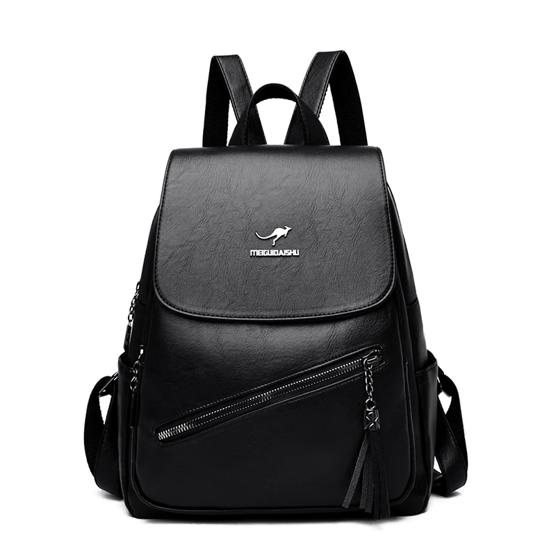 Женские высококачественные кожаные рюкзаки большой вместимости для девочек